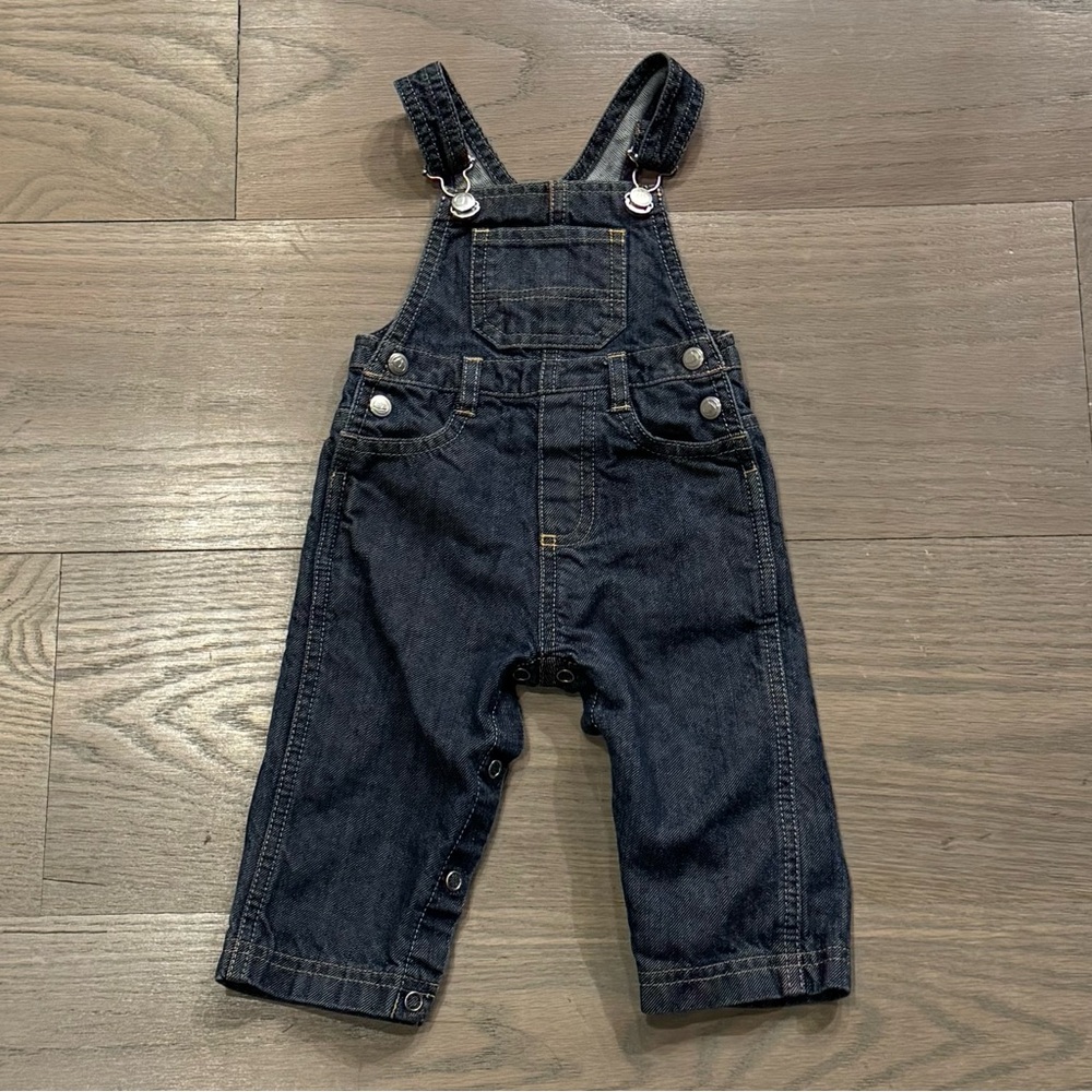 Petit Bateau Blue Overalls Adjustable Straps Reinforced Seams